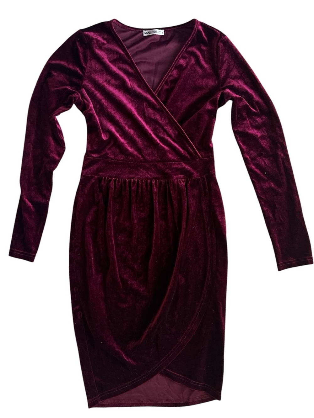 MS Basics Burgundy Velvet Wrap Dress Size Small